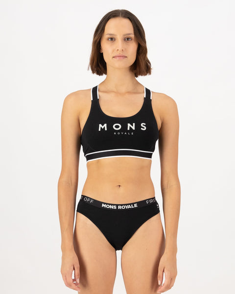 Stella Merino X-Back Bra - Black | Women's Underwear | Mons Royale