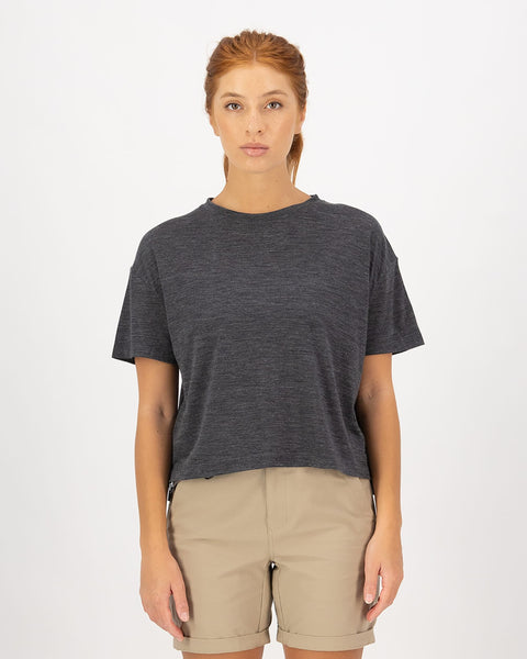 Zephyr Merino Tencel™ Boxy T-Shirt - Smoke | Women's T-Shirt
