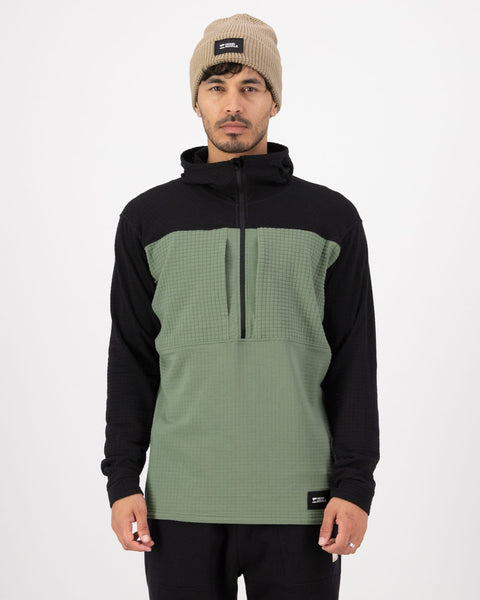 Offgrid Merino Fleece 1/2 Zip Long Sleeve - Willow / Black | Men's